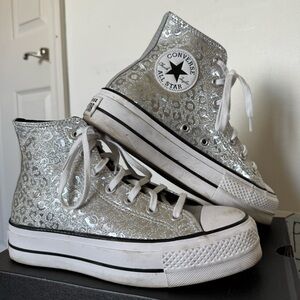 Converse Silver Glitter Women's High-Top Sneakers